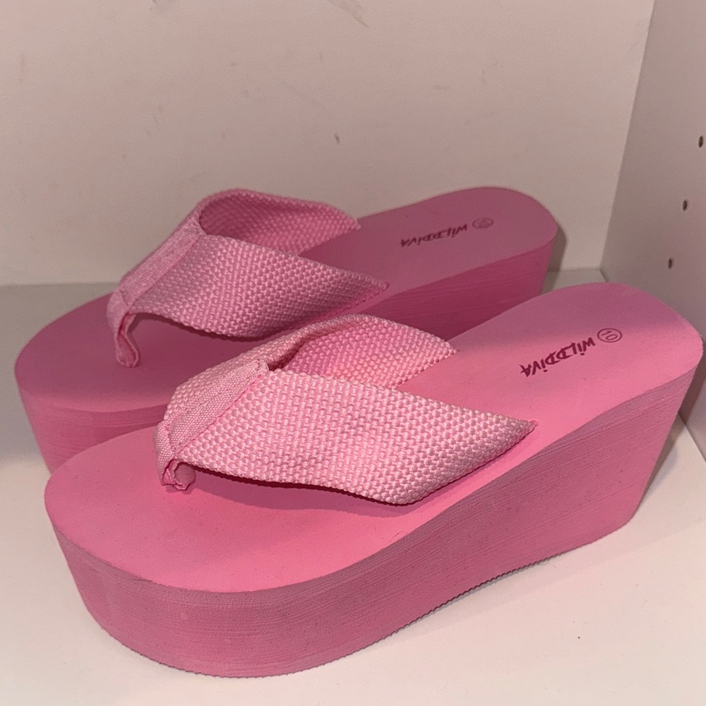 Pink Platform Sandals Slides